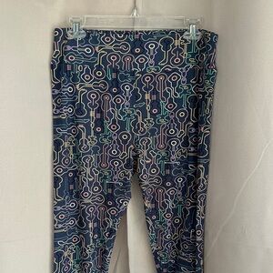LuLaRoe Blue and Multicolor Guitar Pattern Leggings TC tall and curvy XL